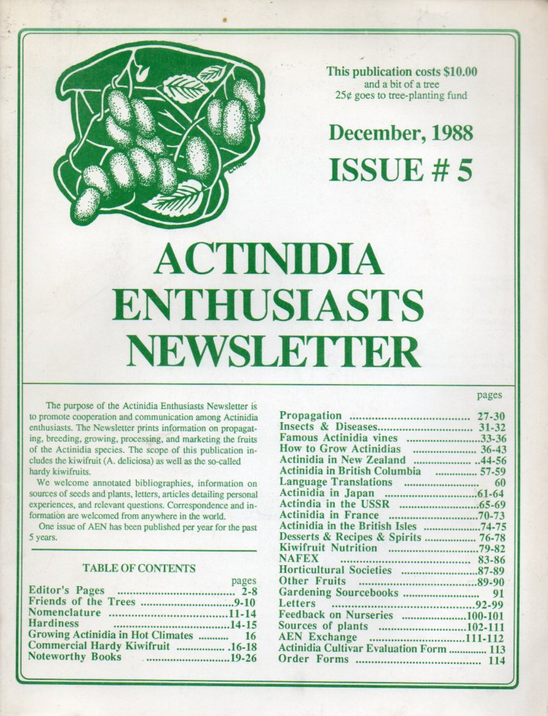 Actinidia Enthusiasts Newsletter  Issue # 5 December 1988 