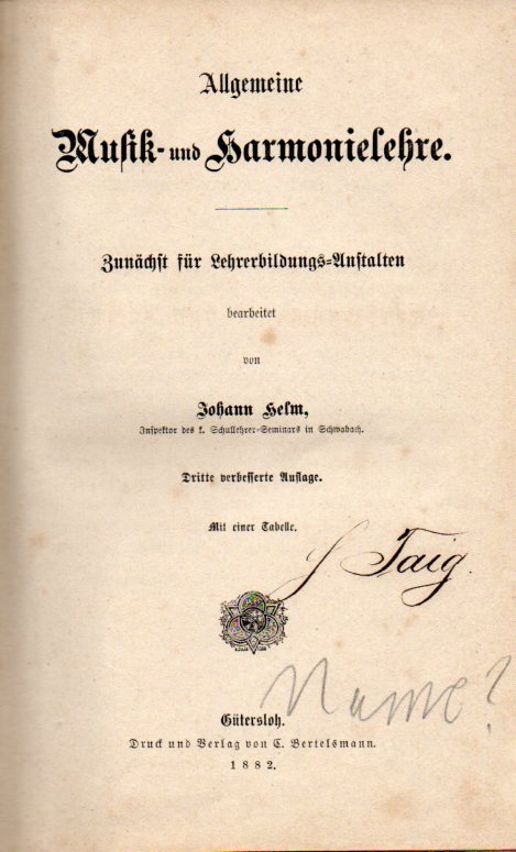 Helm,Johann  Allgemeine Musik- und Harmonielehre 