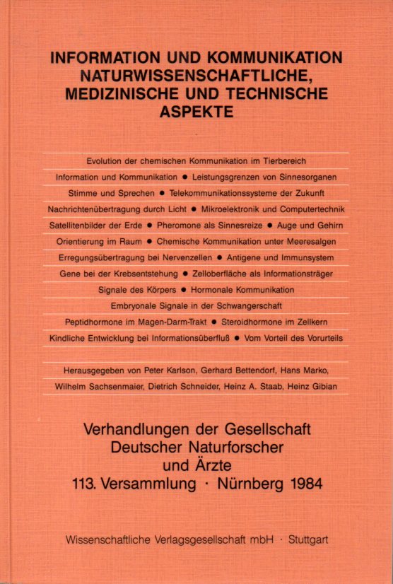 Verhandlungen der Gesellschaft Deutscher  Naturforscher und Ärzte 113.Versammlung Nürnberg 1984,114. 
