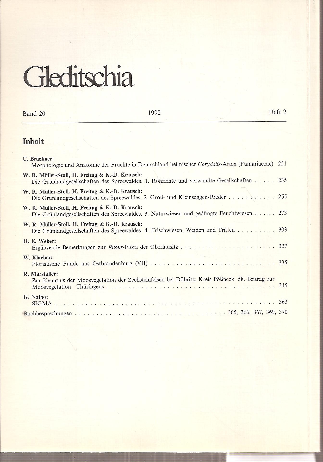 Gleditschia  Gleditschia Band 20, Heft 2, 1992 