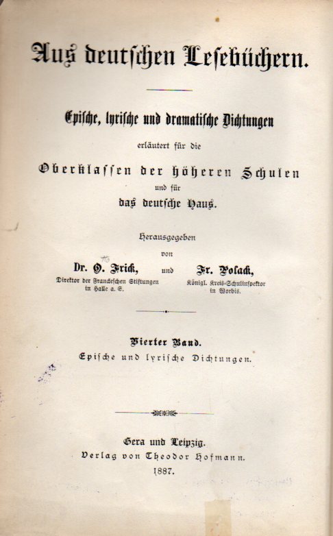 Frick,Otto+Fr.Polack(Hsg.)  Aus deutschen Lesebücher 