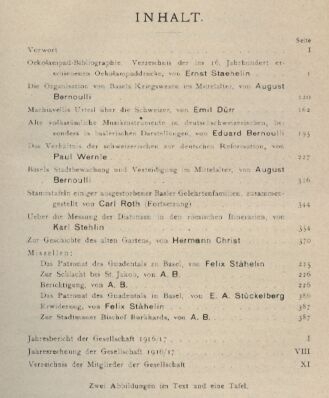 Basler Zeitschrift  für Geschichte und Altertumskunde.XVII.Band.1.und 2.Heft 1918 