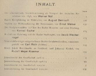 Basler Zeitschrift  für Geschichte und Altertumskunde.XIX.Band.1.und 2.Heft 1921 