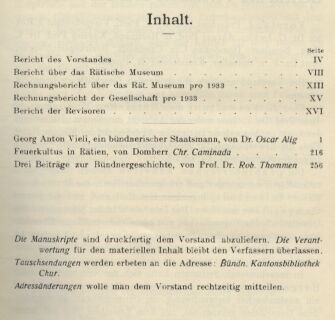 Historisch-Antiquarische Gesellschaft  Graubünden.63.Jahresbericht.Jg.1933 