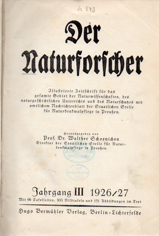 Der Naturforscher  Jg. III.1926/27 