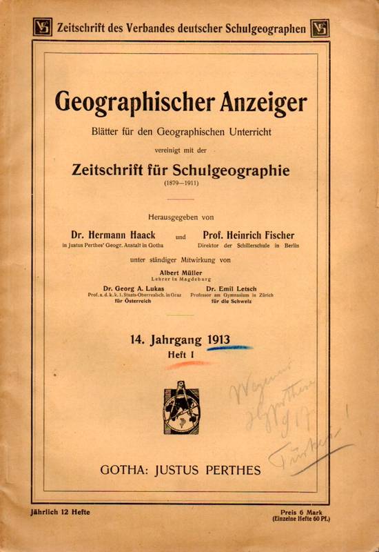 Geographischer Anzeiger  12.Jahrgang 1911.Heft I,II,III,IV,V,VI,VIII,VII,IX,X,XI und XII 