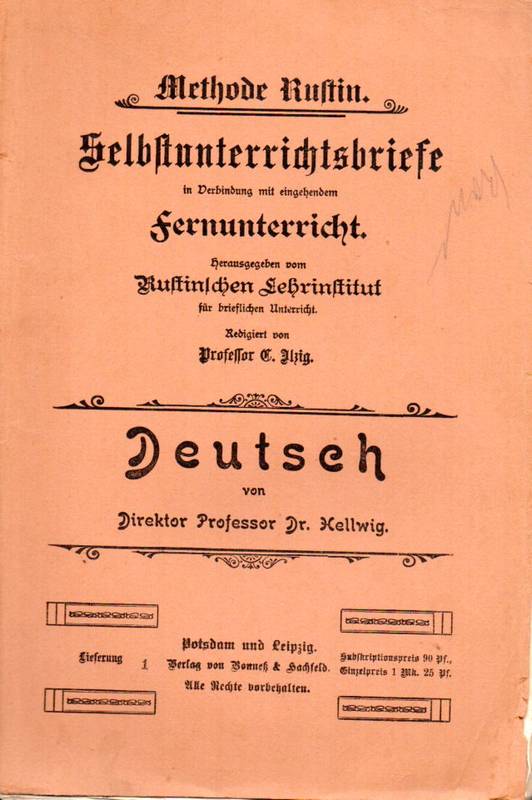 Hellwig,Paul  Deutsch.Selbst-Unterrichts-Briefe Methode Rustin 