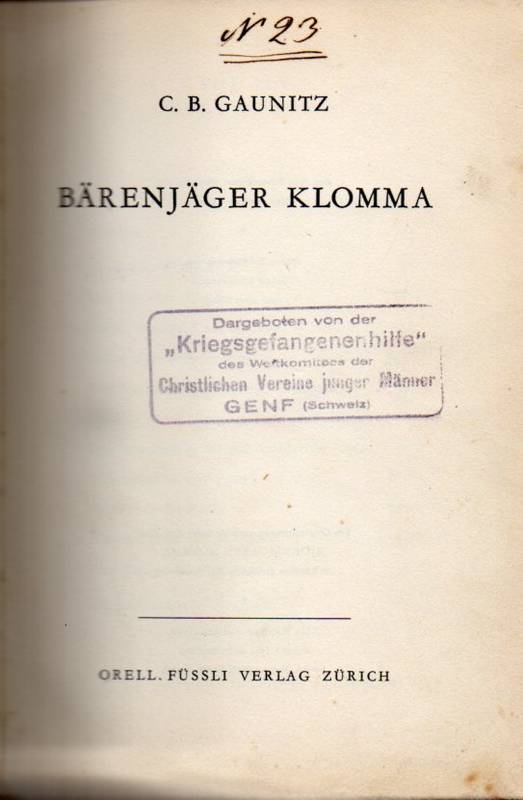 Gaunitz,C.B.  Bärenjäger Klomma 