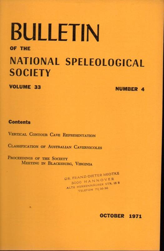 Bulletin of the National Speleological Society  Volume 33.1971.Number 4 