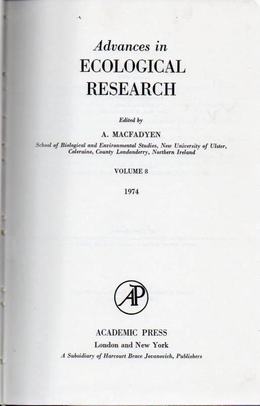 Macfadyen,A.  Advances in Ecological Research Volume 8 