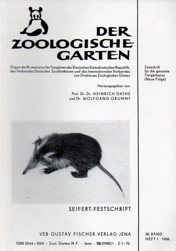 Der Zoologische Garten  Der Zoologische Garten 58.Band 1988,Hefte 1-5/6 (4 Hefte) komplett 