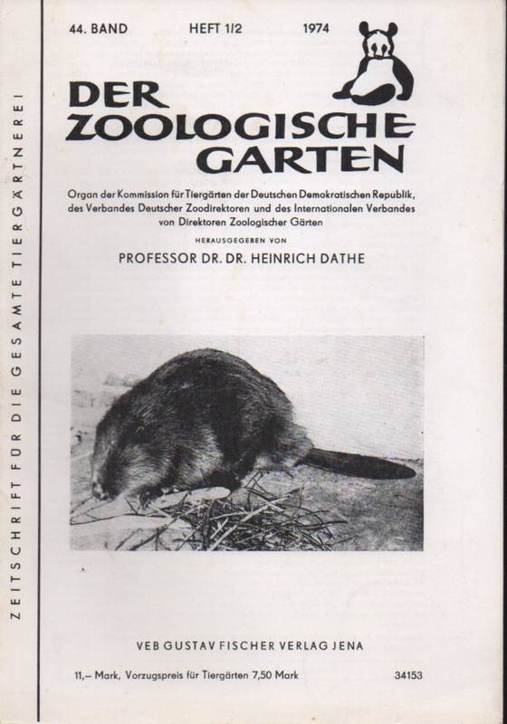 Der Zoologische Garten  Der Zoologische Garten 44.Band 1974 Heft 1/2 bis 6 (5 Hefte) komplett 