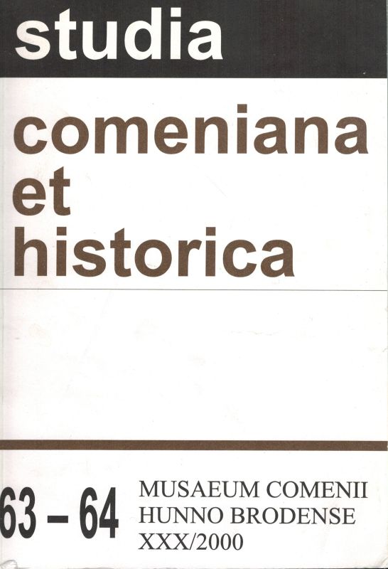 studia comeniana et historica  studia comeniana et historica Heft 63-64 XXX / 2000 