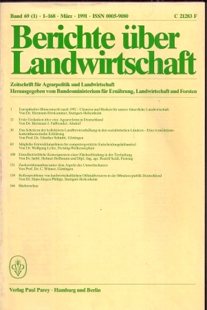 Berichte über Landwirtschaft  Berichte über Landwirtschaft 69.Band 1991 Hefte 1 bis 4 (4 Hefte) 