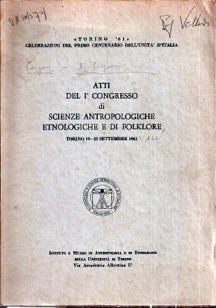 Istituto Italiano di Antropologia  Atti del I' Congresso di Scienze Antropologiche Etnologiche e di 