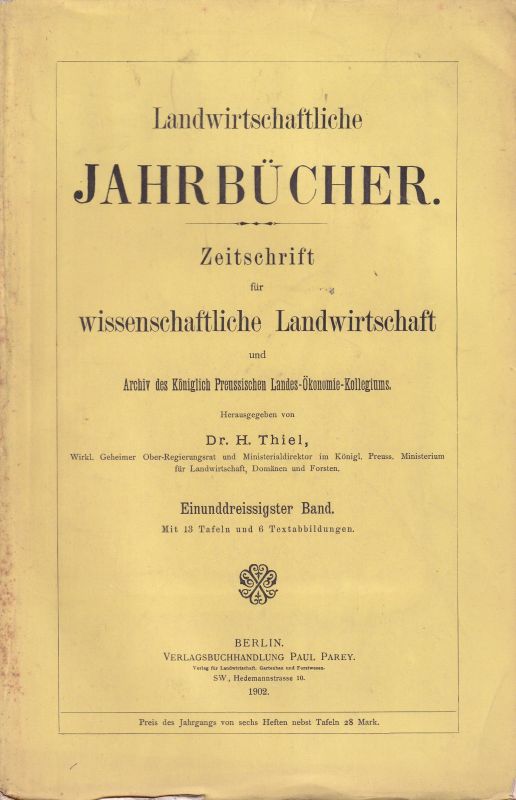 Landwirtschaftliche Jahrbücher  Landwirtschaftliche Jahrbücher 31. Band 1902 