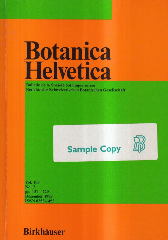 Schweizerische Botanische Gesellschaft (Hsg.)  Botanica Helvetica Band 103 Heft 2 (1993) 