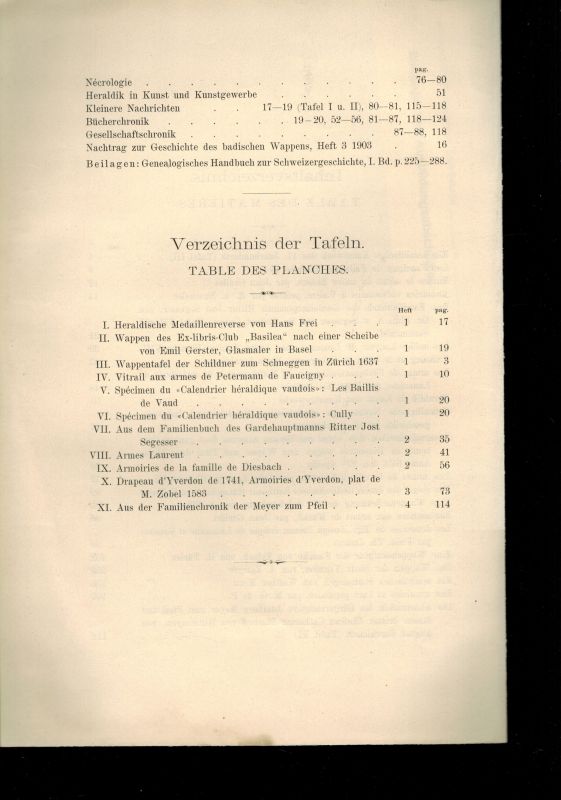 Societe Suisse D'Heraldique  Archives Heraldiques Suisses XVIII. Jahrgang 1904 Heft 1 bis 4 