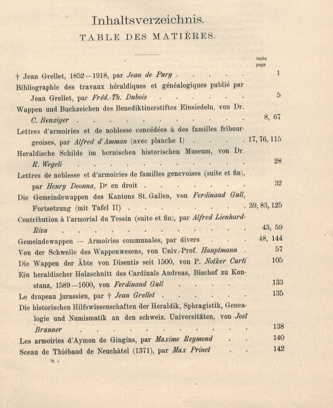 Societe Suisse D'Heraldique  Archives Heraldiques Suisses XXXIII. Jahrgang 1919 Heft 1 bis 3/4 