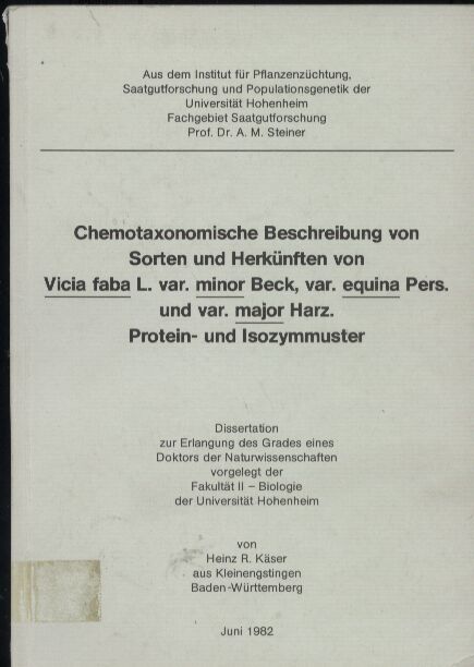 Käser,Heinz R.  Chemotaxonomische Beschreibung von Sorten und Herkünften von 