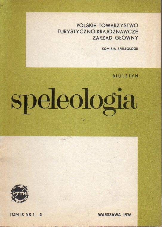 Speleologia  Tom IX. Nr.1-2 1976 