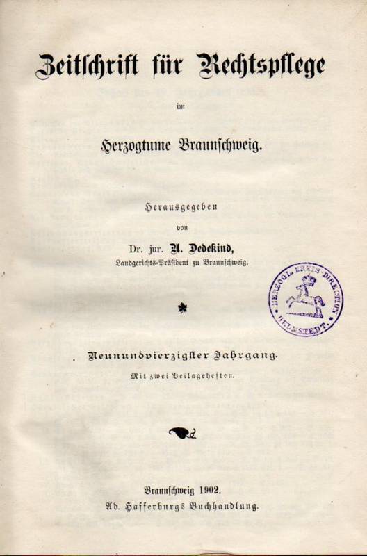Zeitschrift für Rechtspflege im Herzogthume  Zeitschrift für Rechtspflege im Herzogthume Braunschweig 49.Jahrgang 