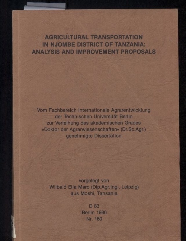 Maro,Wilbald Elia  Agricultural transportation in Njombe District of Tanzania: Analysis 