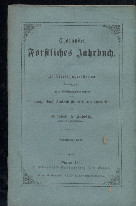 Tharander Forstliches Jahrbuch  19. Band. 1869. (in einem Band) 