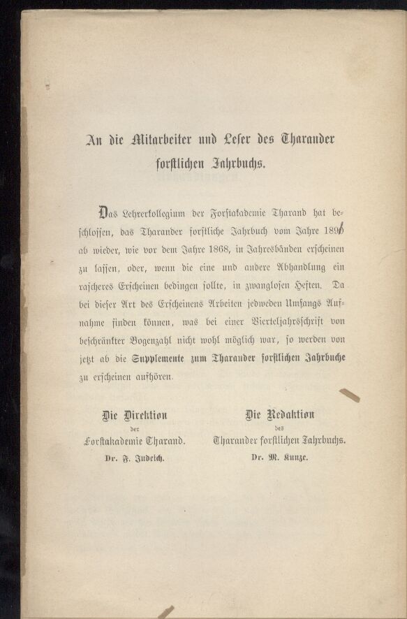 Tharander Forstliches Jahrbuch  40. Band. 1890. Heft 1-4 (4 Hefte) 