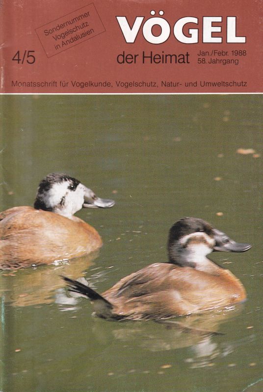Vögel der Heimat  Vögel der Heimat 58.Jahrgang 1987 Hefte 4/5,6 und 10/11 (3 Hefte) 