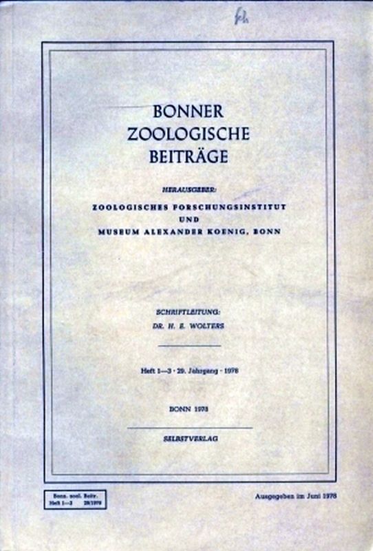 Bonner Zoologische Beiträge  29.Jahrgang.1978.Hefte 1-3 (1Heft) 