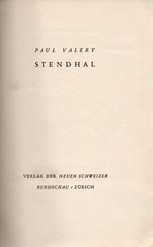 Valèry,Paul  Stendhal 