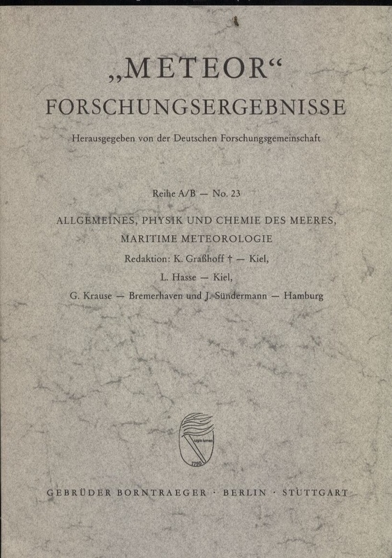 Hasse,L.+G.Krause+J.Sündermann  Allgemeines,Physik und Chemie des Meeres, Maritime Meteorologie 