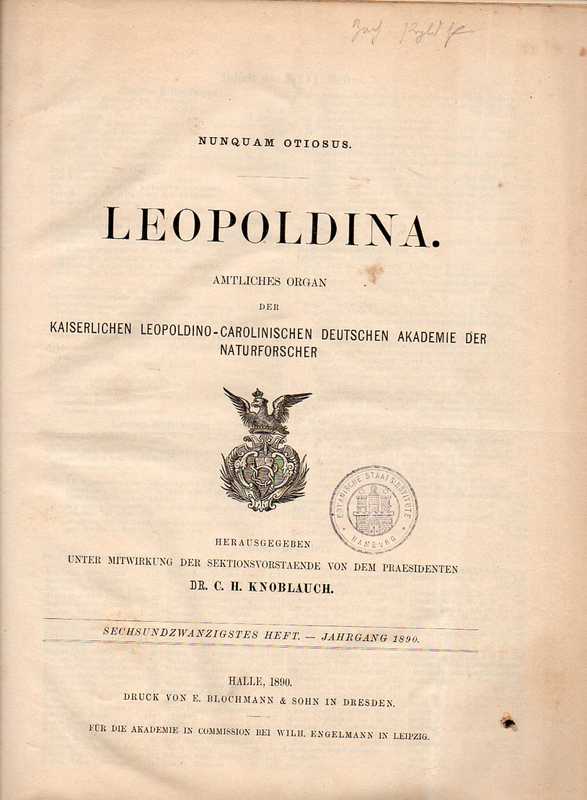 Leopoldina  Leopoldina 26.Jahrgang 1890 Heft Nr.1-24 (1 Band) 