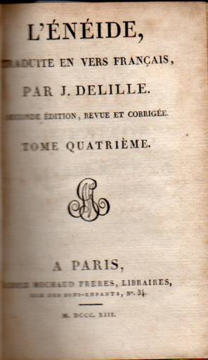 Delille,J.  L'Eneide,Traduite en Vers Francais.Sceonde Edition,Revue et Corrigee 