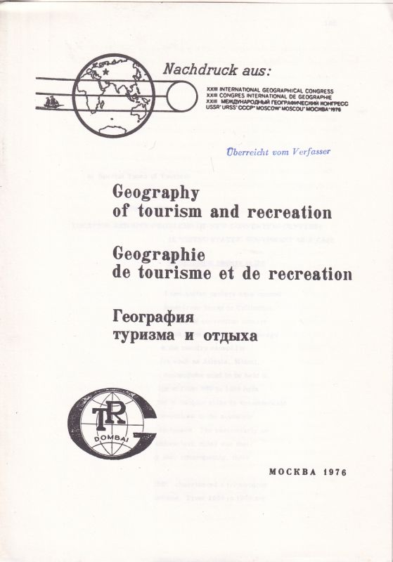 Hofmeister,B.  Special Types of Tourism 