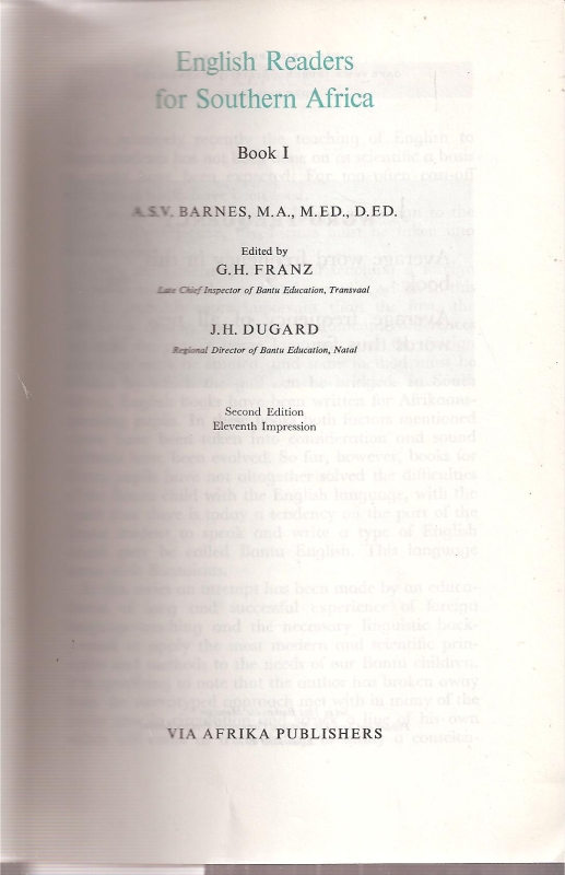 Barnes,A.S.V.+G.H.Franz+J.H.Dugard  English Readers for Southern Africa Band I 