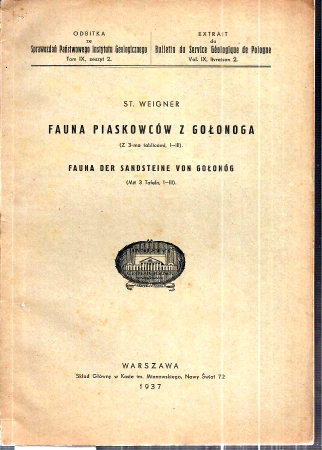 Weigner,St.  Fauna Piaskowcow Z Golonoga (Fauna der Sandsteine von Golonog) 