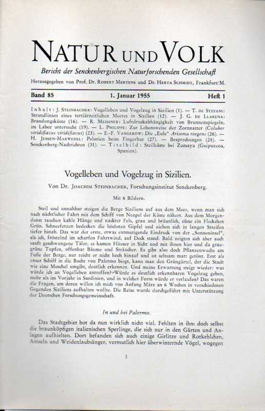 Natur und Volk  Band 85 1955.Hefte 1 bis12 (12 Hefte) 
