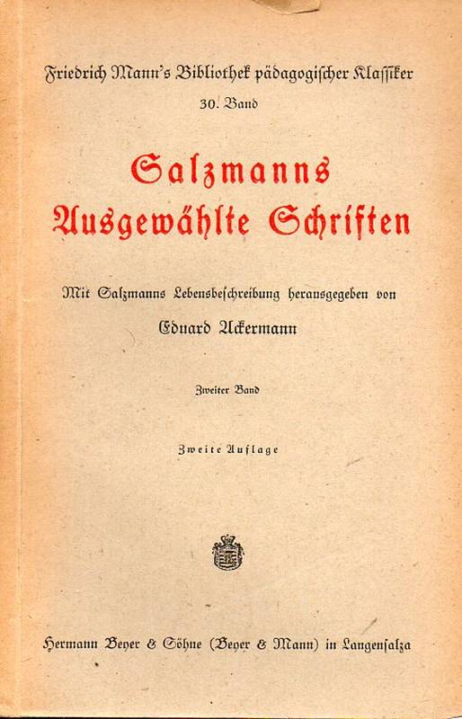 Ackermann,Eduard  Salzmanns Ausgewählte Schriften Zweiter Band 