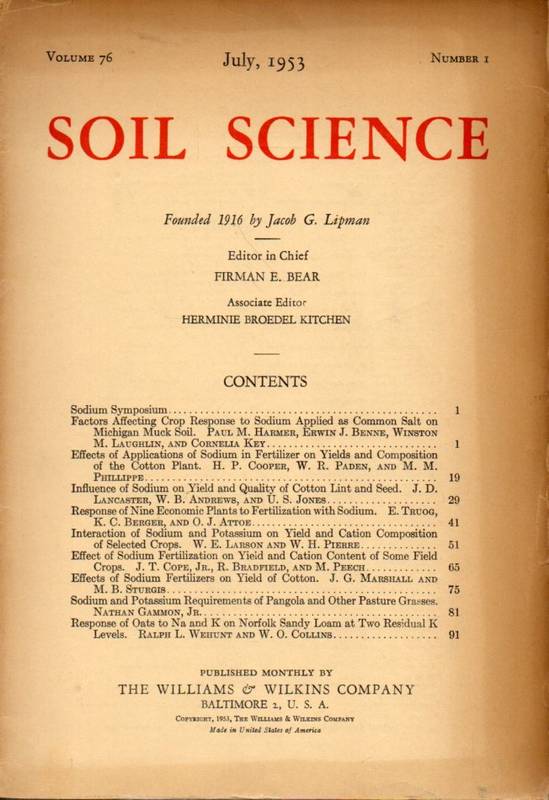 Soil Science  Vol.76. Number 1.1953 und Vol. 81.Number 3.1956 