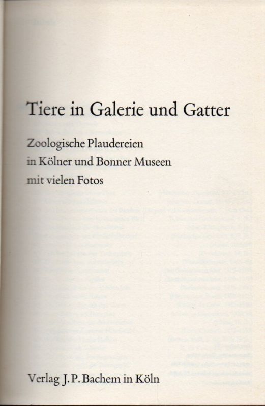 Signon,Helmut  Tiere in Galerie und Gatter 