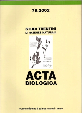 Studi Trentini di Scienze Naturali  Acta Biologica 