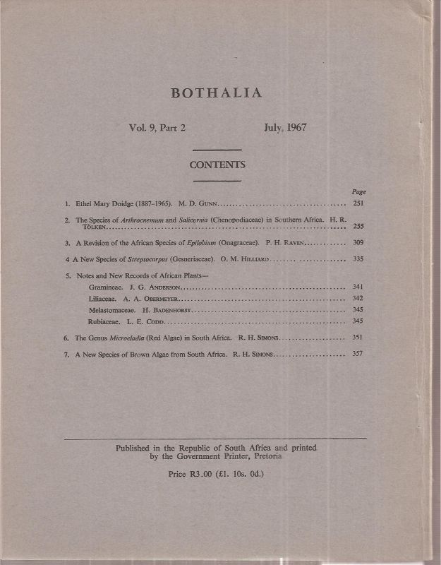 Codd,L.E.  Bothalia Volume 9, Part 2, July 1967 