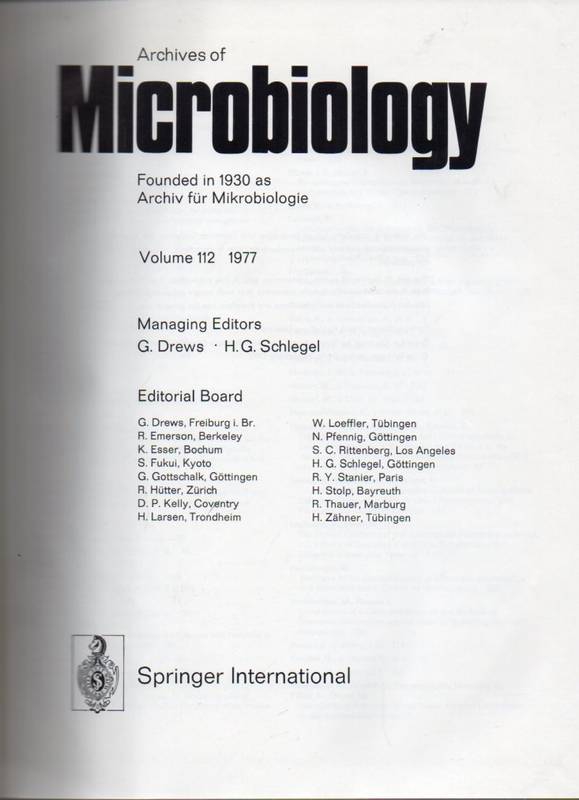 Archiv für Microbiology  Archiv für Microbiology Volume 112 and Volume 113, Jahr 1977 