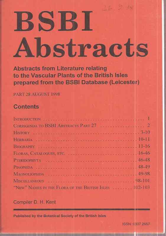 The Botanical Society of the British Isles  BSBI Abstracts Part 28 August 1998 