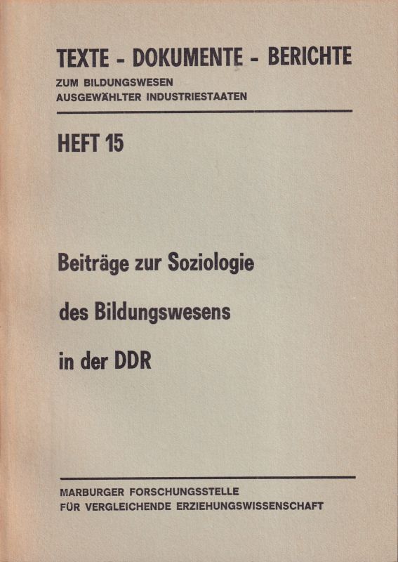 Brämer,Rainer  Beiträge zur Soziologie des Bildungswesens in der DDR 