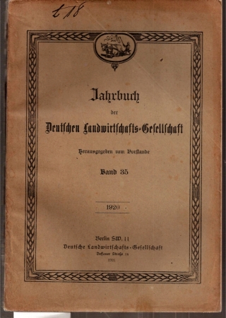 Deutsche Landwirtschafts-Gesellschaft  Jahrbuch Band 35.1920 