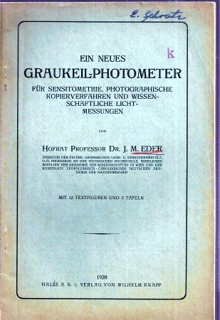Eder,J.M.  Ein neues Graukeil-Photometer für Sensitometrie, Photographische 