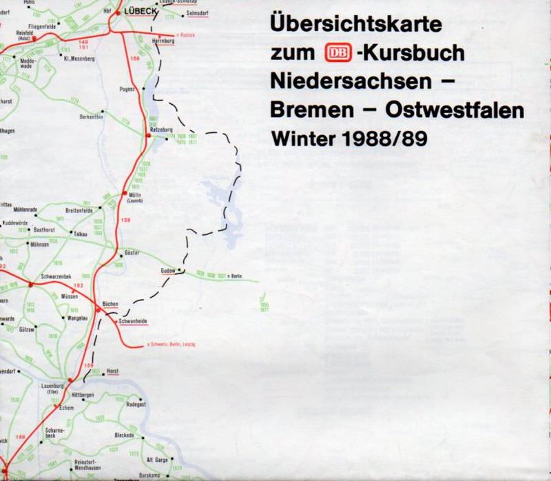 Kursbuchstelle der Bundesbahndirektion Hannover  Übersichtskarte zum DB-Kursbuch Niedersachsen - Bremen 